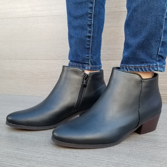 Black Vegan Booties Boots With Zipper-P - Picture 5 of 8